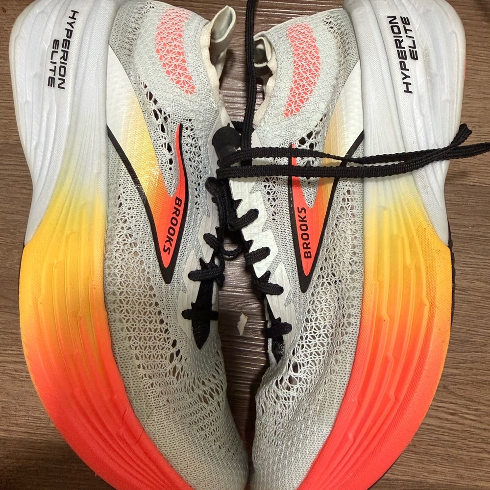 Brooks Hyperion Elite 4  Gradient Running Shoes in Red and Yellow - Picture 10 of 11